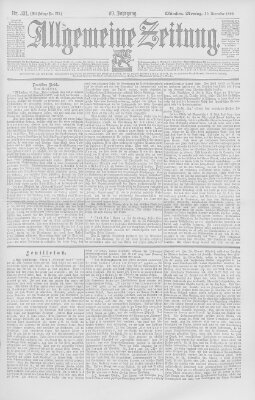 Allgemeine Zeitung Montag 30. November 1896