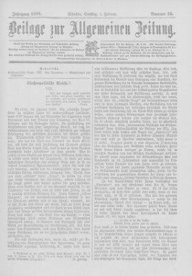 Allgemeine Zeitung Samstag 1. Februar 1896