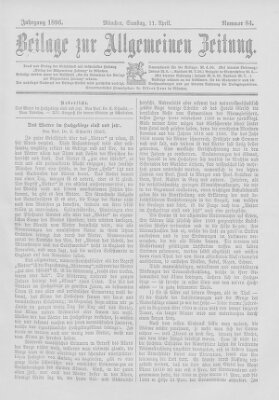 Allgemeine Zeitung Samstag 11. April 1896