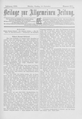 Allgemeine Zeitung Samstag 19. September 1896