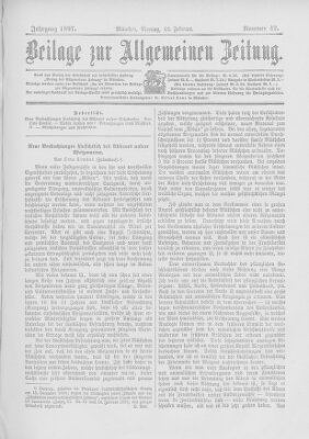 Allgemeine Zeitung Montag 22. Februar 1897