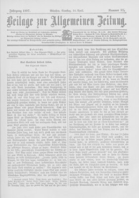 Allgemeine Zeitung Samstag 10. April 1897