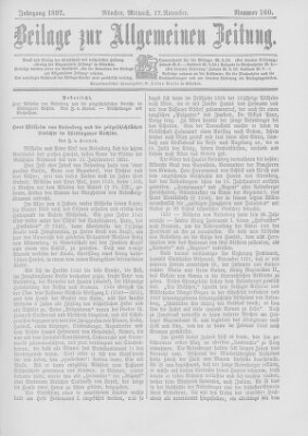 Allgemeine Zeitung Mittwoch 17. November 1897