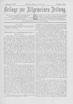 Allgemeine Zeitung Montag 22. November 1897