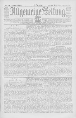 Allgemeine Zeitung Donnerstag 15. September 1898