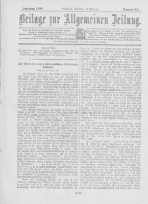 Allgemeine Zeitung Montag 14. Februar 1898