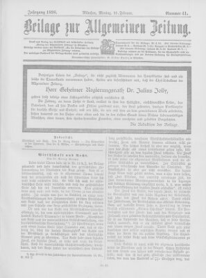 Allgemeine Zeitung Montag 21. Februar 1898