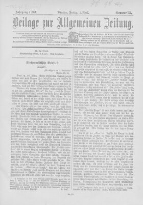 Allgemeine Zeitung Freitag 1. April 1898