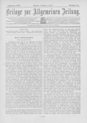 Allgemeine Zeitung Samstag 2. April 1898