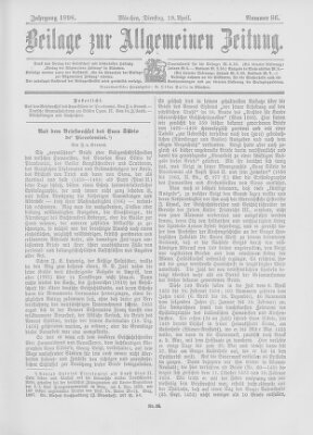 Allgemeine Zeitung Dienstag 19. April 1898