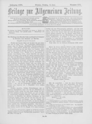 Allgemeine Zeitung Dienstag 14. Juni 1898