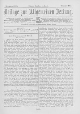 Allgemeine Zeitung Samstag 13. August 1898