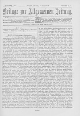 Allgemeine Zeitung Montag 19. September 1898