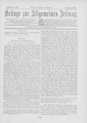 Allgemeine Zeitung Samstag 8. Oktober 1898