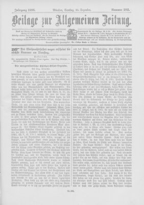 Allgemeine Zeitung Samstag 24. Dezember 1898