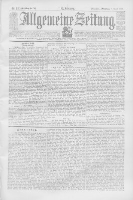 Allgemeine Zeitung Montag 7. August 1899