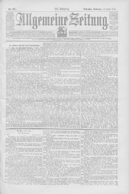 Allgemeine Zeitung Sonntag 13. August 1899