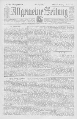 Allgemeine Zeitung Samstag 4. November 1899