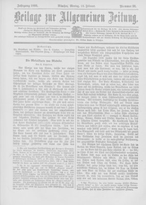 Allgemeine Zeitung Montag 13. Februar 1899