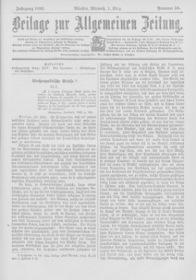 Allgemeine Zeitung Mittwoch 1. März 1899