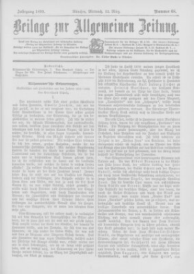 Allgemeine Zeitung Mittwoch 22. März 1899