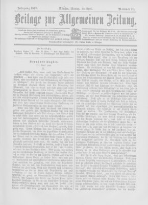 Allgemeine Zeitung Montag 10. April 1899