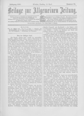 Allgemeine Zeitung Samstag 15. April 1899