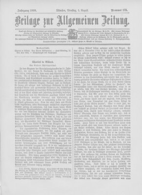 Allgemeine Zeitung Dienstag 1. August 1899