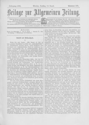 Allgemeine Zeitung Samstag 19. August 1899