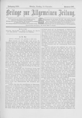 Allgemeine Zeitung Dienstag 12. September 1899