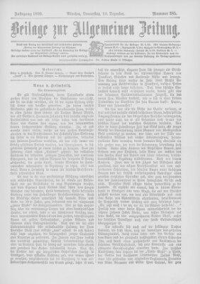 Allgemeine Zeitung Donnerstag 14. Dezember 1899