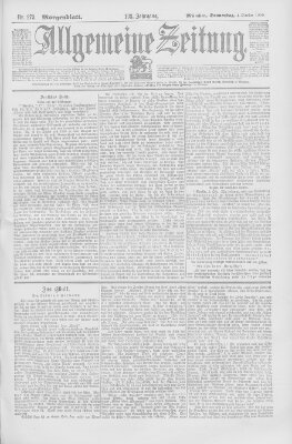 Allgemeine Zeitung Donnerstag 4. Oktober 1900