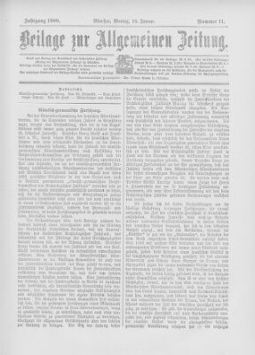 Allgemeine Zeitung Montag 15. Januar 1900