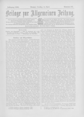 Allgemeine Zeitung Samstag 14. April 1900