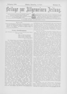 Allgemeine Zeitung Donnerstag 19. April 1900