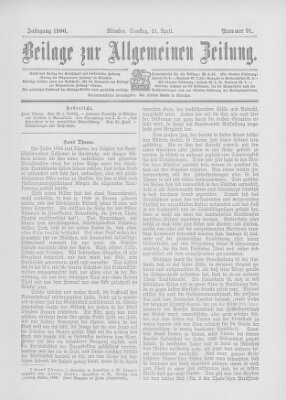 Allgemeine Zeitung Samstag 21. April 1900