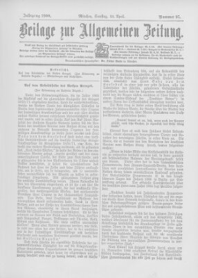 Allgemeine Zeitung Samstag 28. April 1900