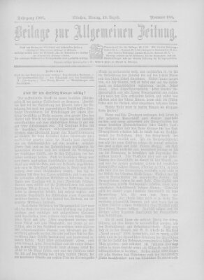 Allgemeine Zeitung Montag 19. August 1901