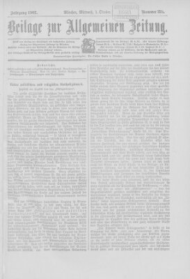 Allgemeine Zeitung Mittwoch 1. Oktober 1902