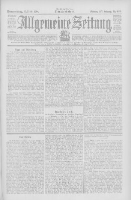 Allgemeine Zeitung Donnerstag 13. Oktober 1904