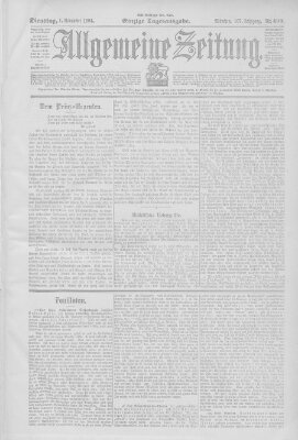 Allgemeine Zeitung Dienstag 1. November 1904