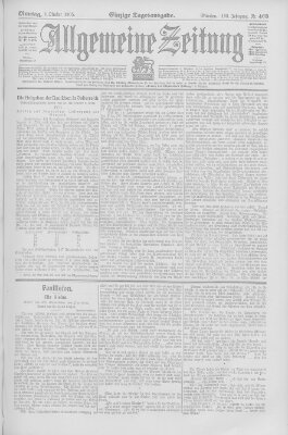 Allgemeine Zeitung Montag 9. Oktober 1905