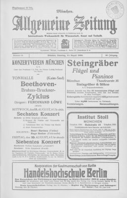 Allgemeine Zeitung Samstag 14. August 1909