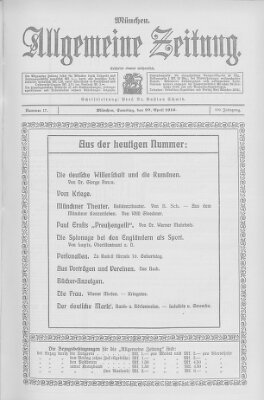 Allgemeine Zeitung Samstag 22. April 1916