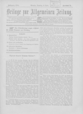 Allgemeine Zeitung Samstag 2. April 1904