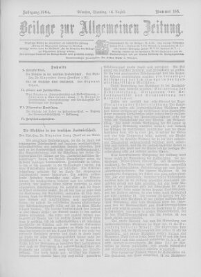 Allgemeine Zeitung Dienstag 16. August 1904