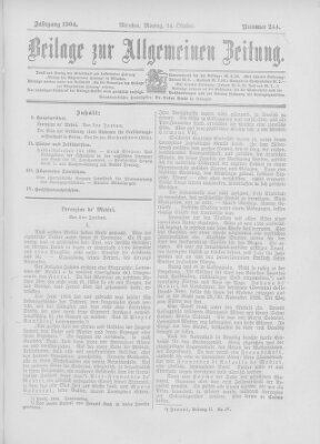 Allgemeine Zeitung Montag 24. Oktober 1904