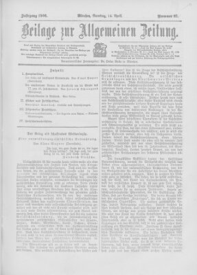 Allgemeine Zeitung Samstag 14. April 1906