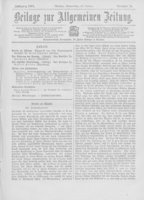 Allgemeine Zeitung Donnerstag 17. Januar 1907