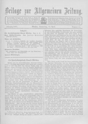 Allgemeine Zeitung Donnerstag 18. April 1907